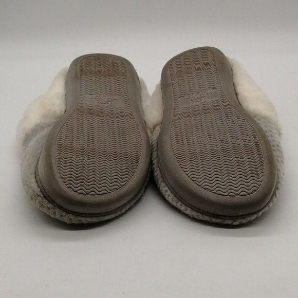 Temi‎ Womens Slide Slipper Gray Chenille Faux Fur Lining Trim Flat Heel M 7-8 - Picture 5 of 9